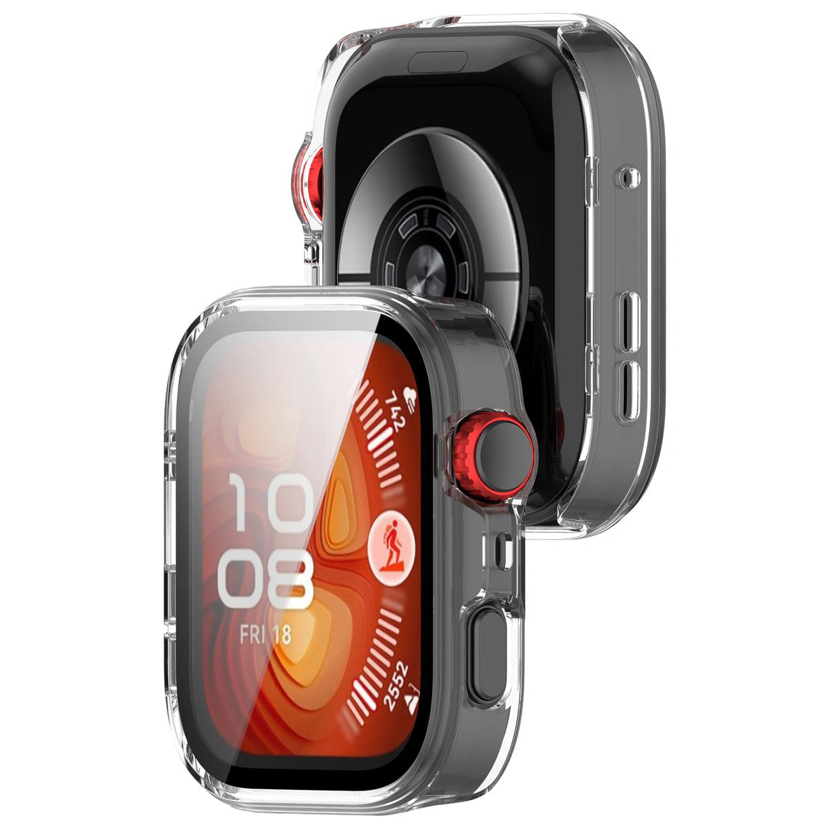 Schutzhülle mit Glas für Huawei Watch Fit 4 Pro, Bizon Case+Glass Watch, Transparent