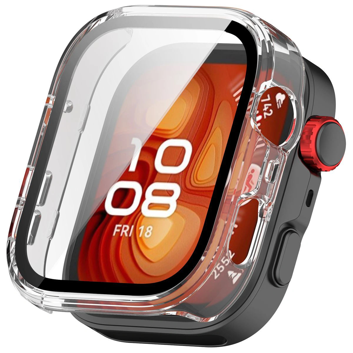 Schutzhülle mit Glas für Huawei Watch Fit 4 Pro, Bizon Case+Glass Watch, Transparent