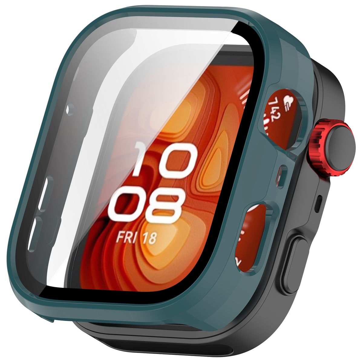 Schutzhülle mit Glas für Huawei Watch Fit 4 Pro, Bizon Case+Glass Watch, Grün