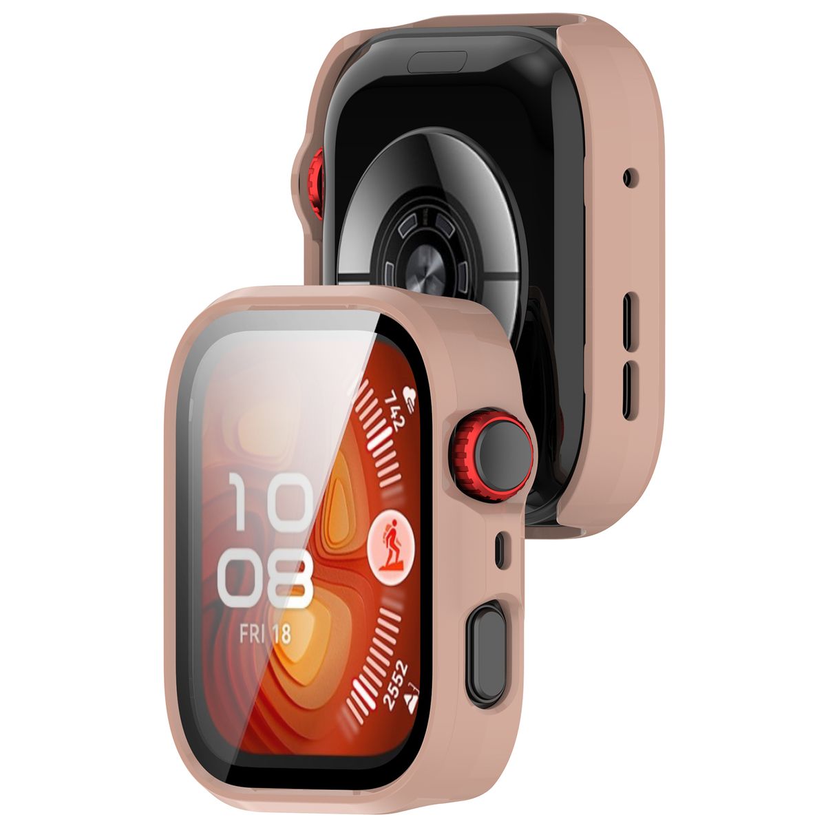 Schutzhülle mit Glas für Huawei Watch Fit 4 Pro, Bizon Case+Glass Watch, Rosa