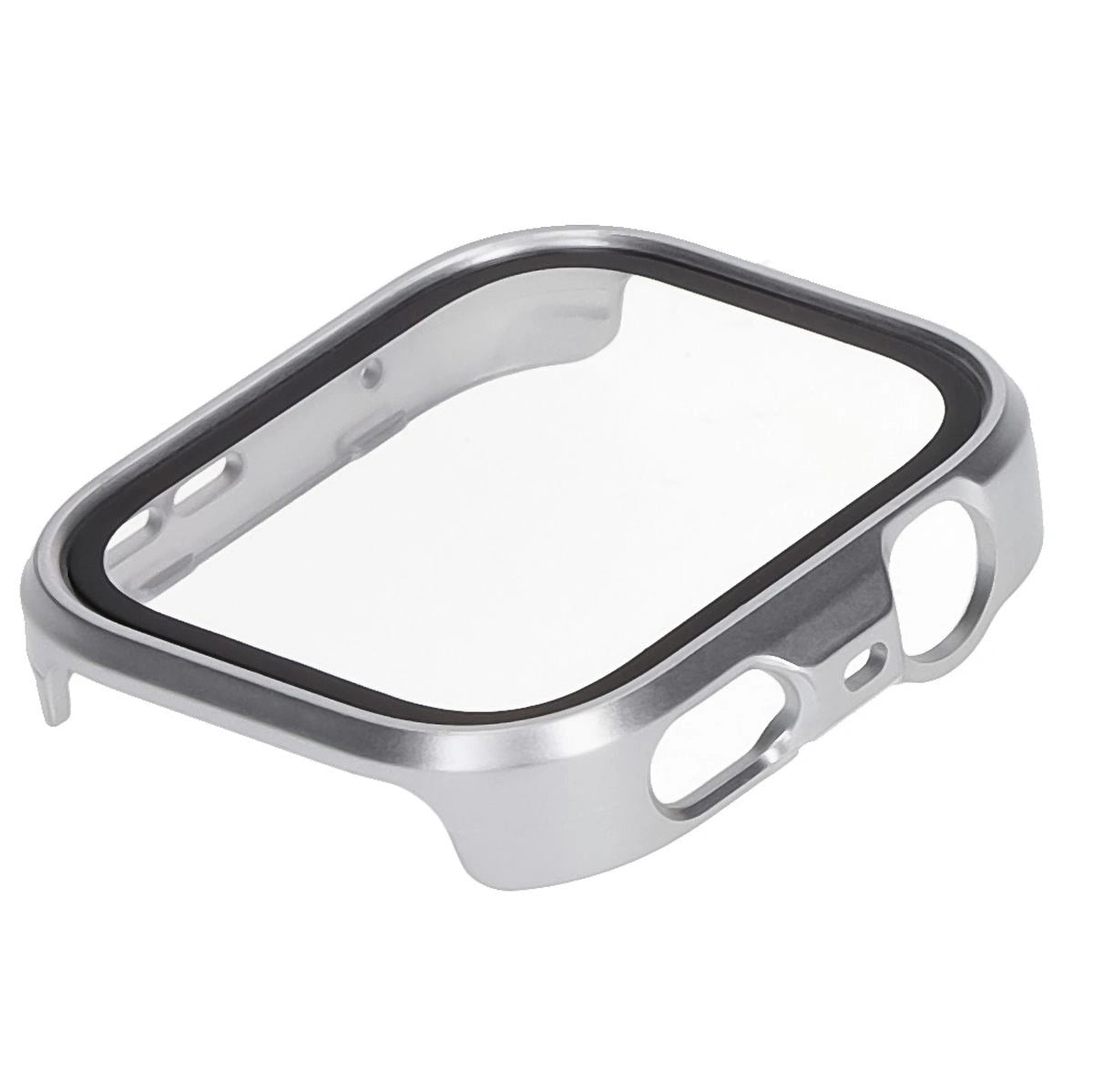 Schutzhülle mit Glas für Huawei Watch Fit 4 Pro, Bizon Case Watch Adamo, satiniertes Silbern