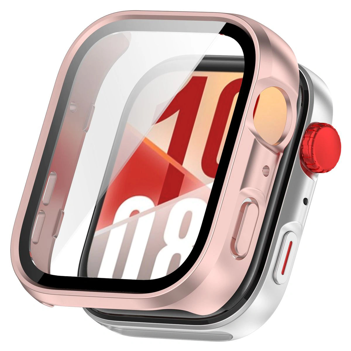 Schutzhülle mit Glas für Huawei Watch Fit 4, Bizon Case Watch Adamo, satiniertes Rosa