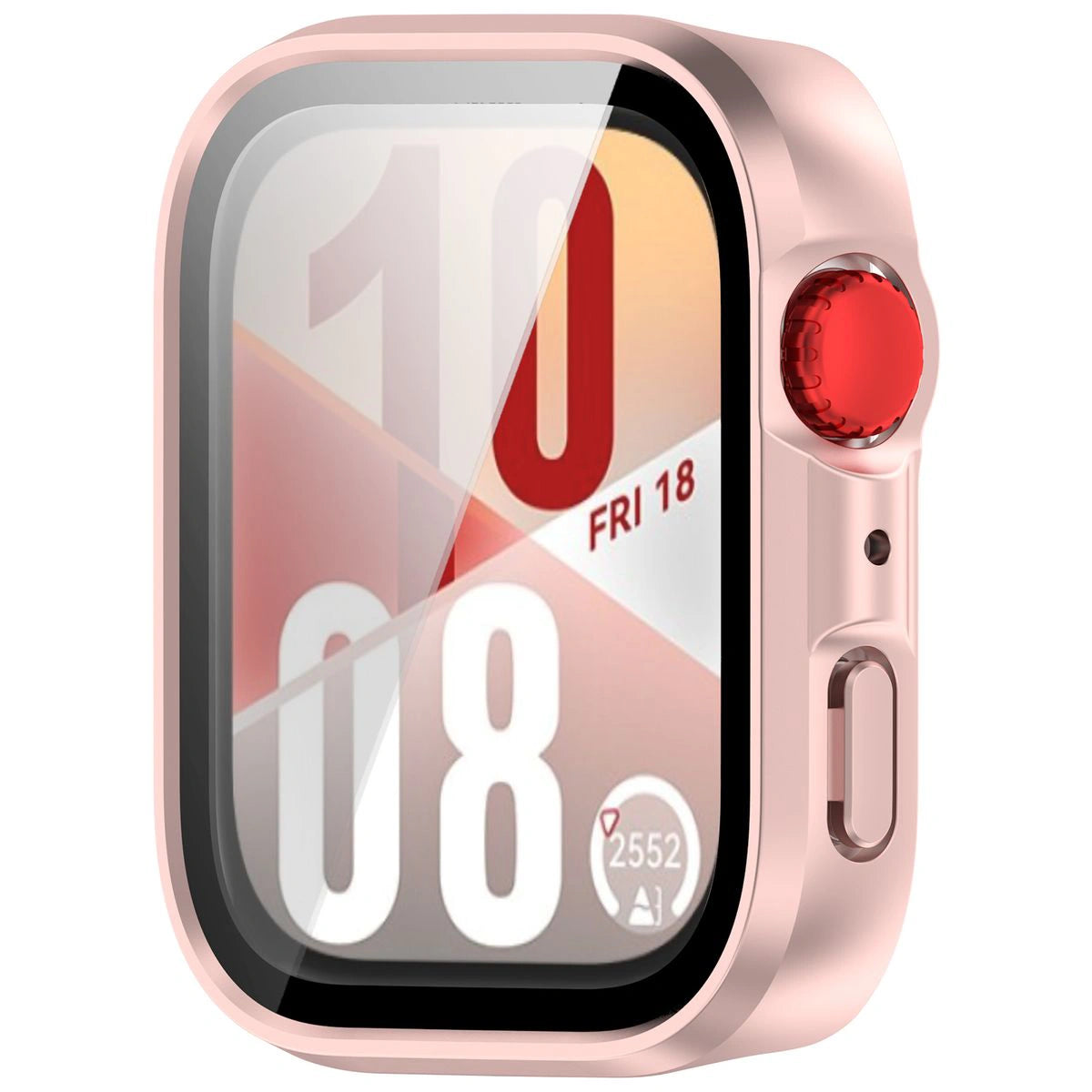 Schutzhülle mit Glas für Huawei Watch Fit 4, Bizon Case Watch Adamo, satiniertes Rosa