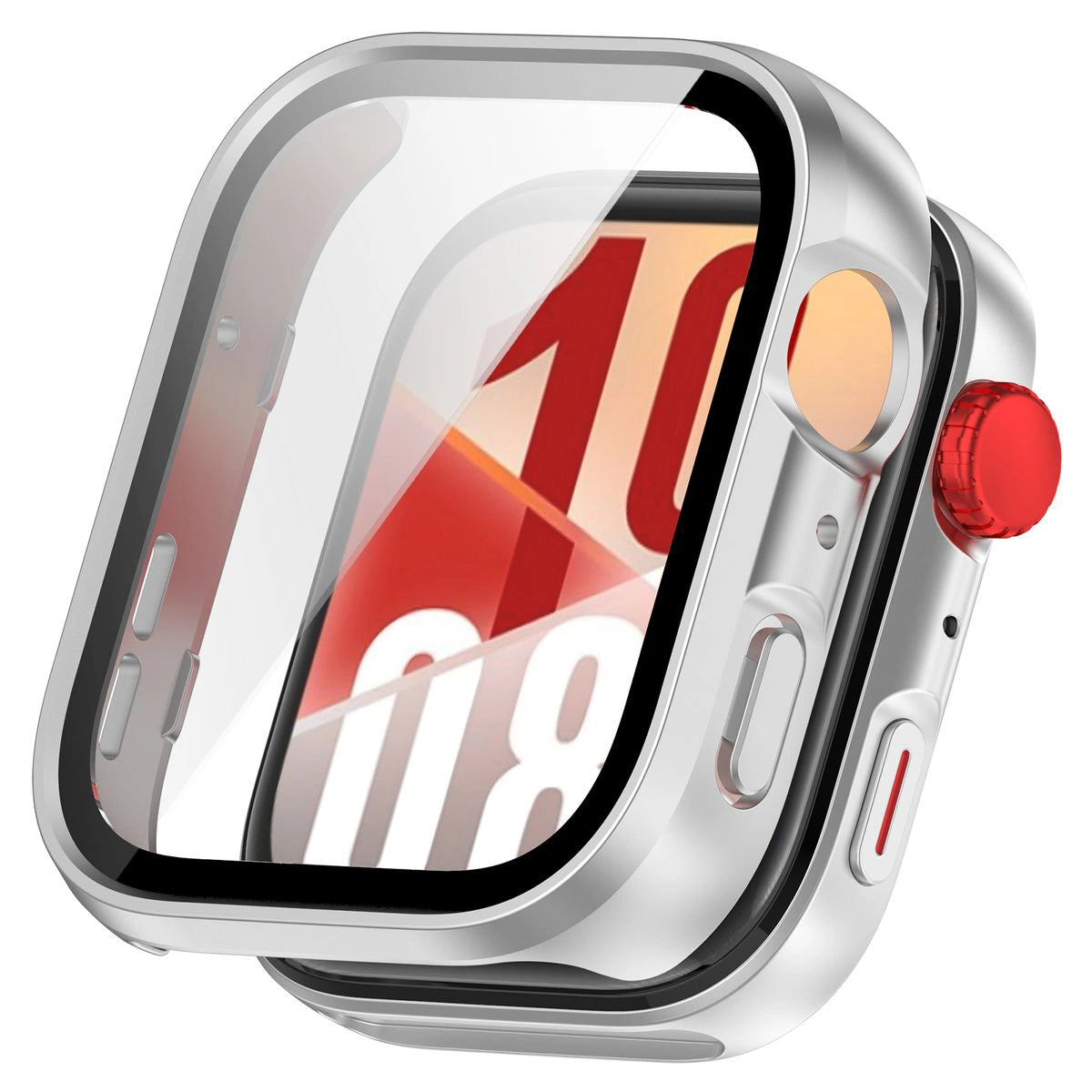 Schutzhülle mit Glas für Huawei Watch Fit 4, Bizon Case Watch Adamo, satiniertes Silbern