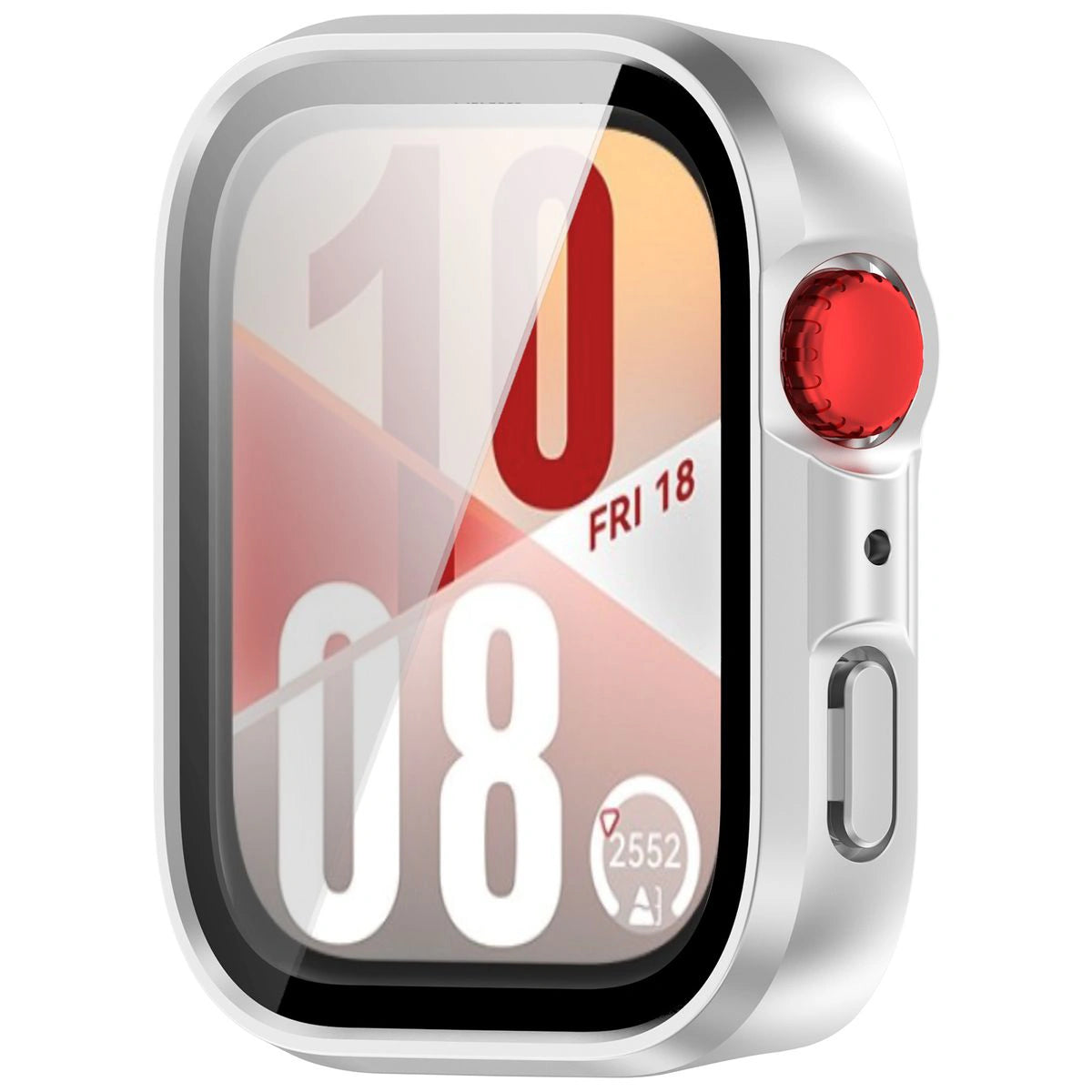 Schutzhülle mit Glas für Huawei Watch Fit 4, Bizon Case Watch Adamo, satiniertes Silbern