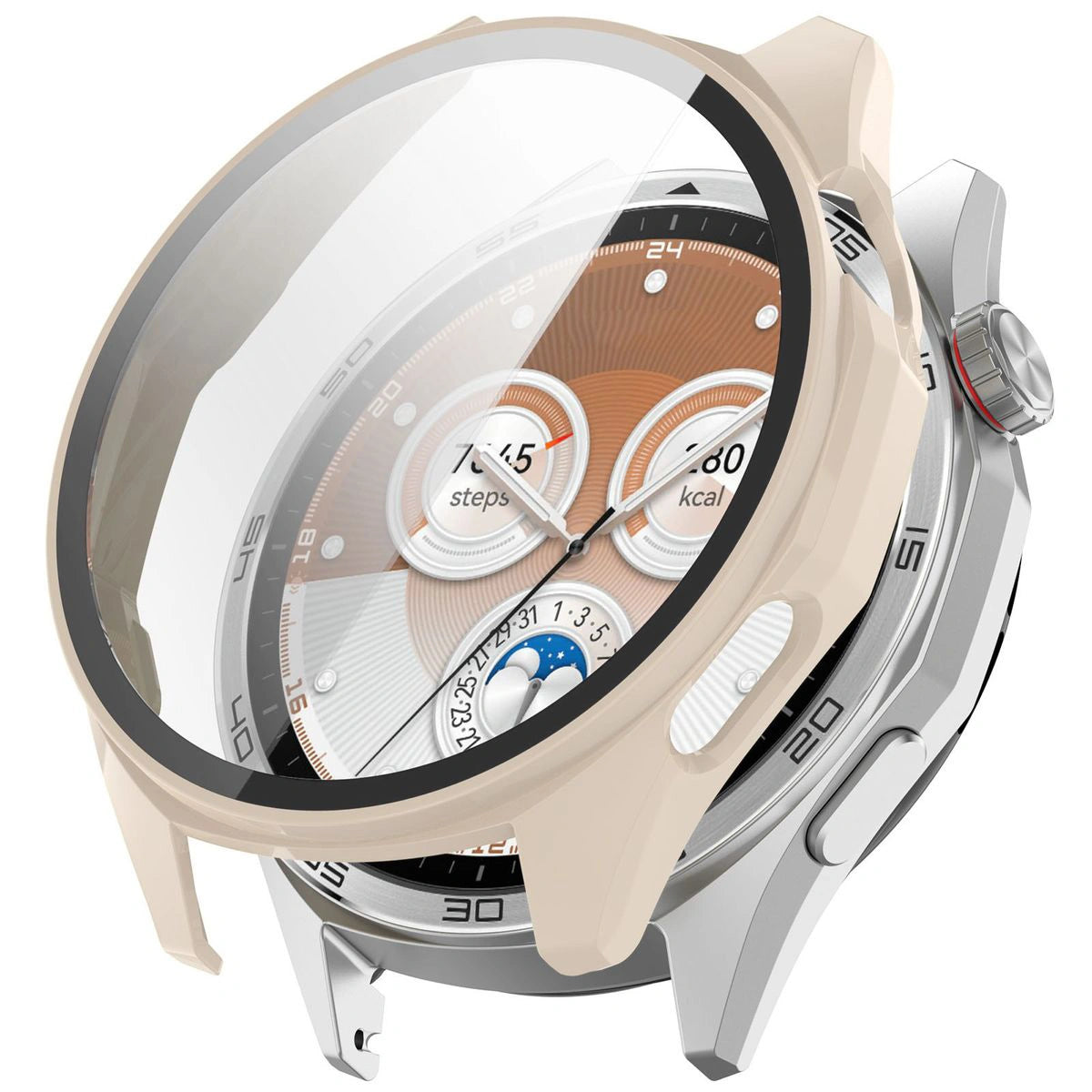 Schutzhülle mit Glas für Huawei Watch GT6 46 mm. Bizon Case+Glass Watch, Beige