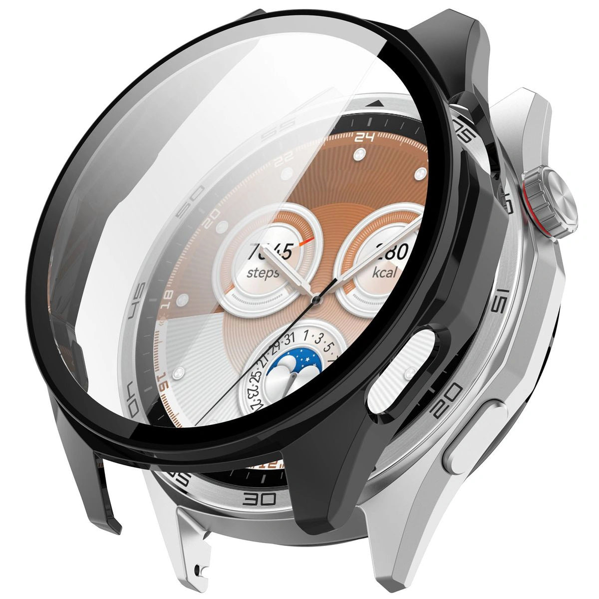 Schutzhülle mit Glas für Huawei Watch GT6 46 mm. Bizon Case+Glass Watch, Schwarz