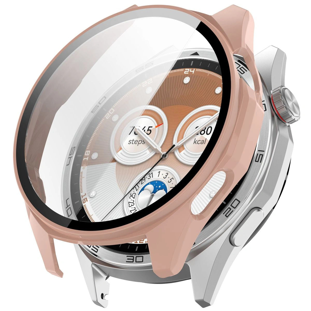 Schutzhülle mit Glas für Huawei Watch GT6 46 mm. Bizon Case+Glass Watch, Rosa