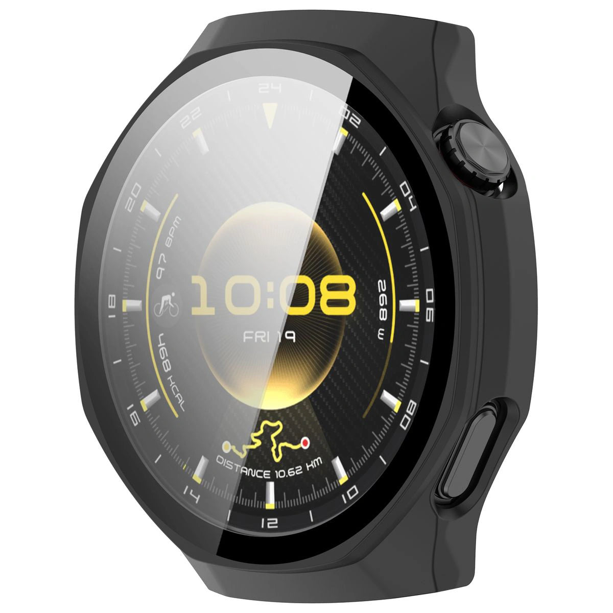 Schutzhülle mit Glas für Huawei Watch GT6 Pro 46 mm, Bizon Case Watch Adamo, Mattes Schwarz