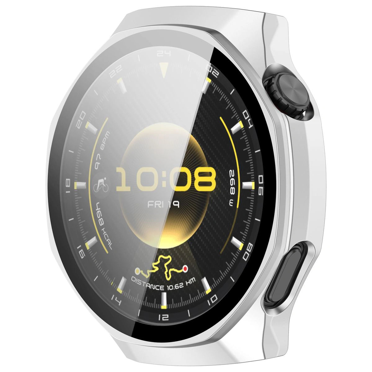 Schutzhülle mit Glas für Huawei Watch GT6 Pro 46 mm, Bizon Case+Glass Watch, Matt Silber