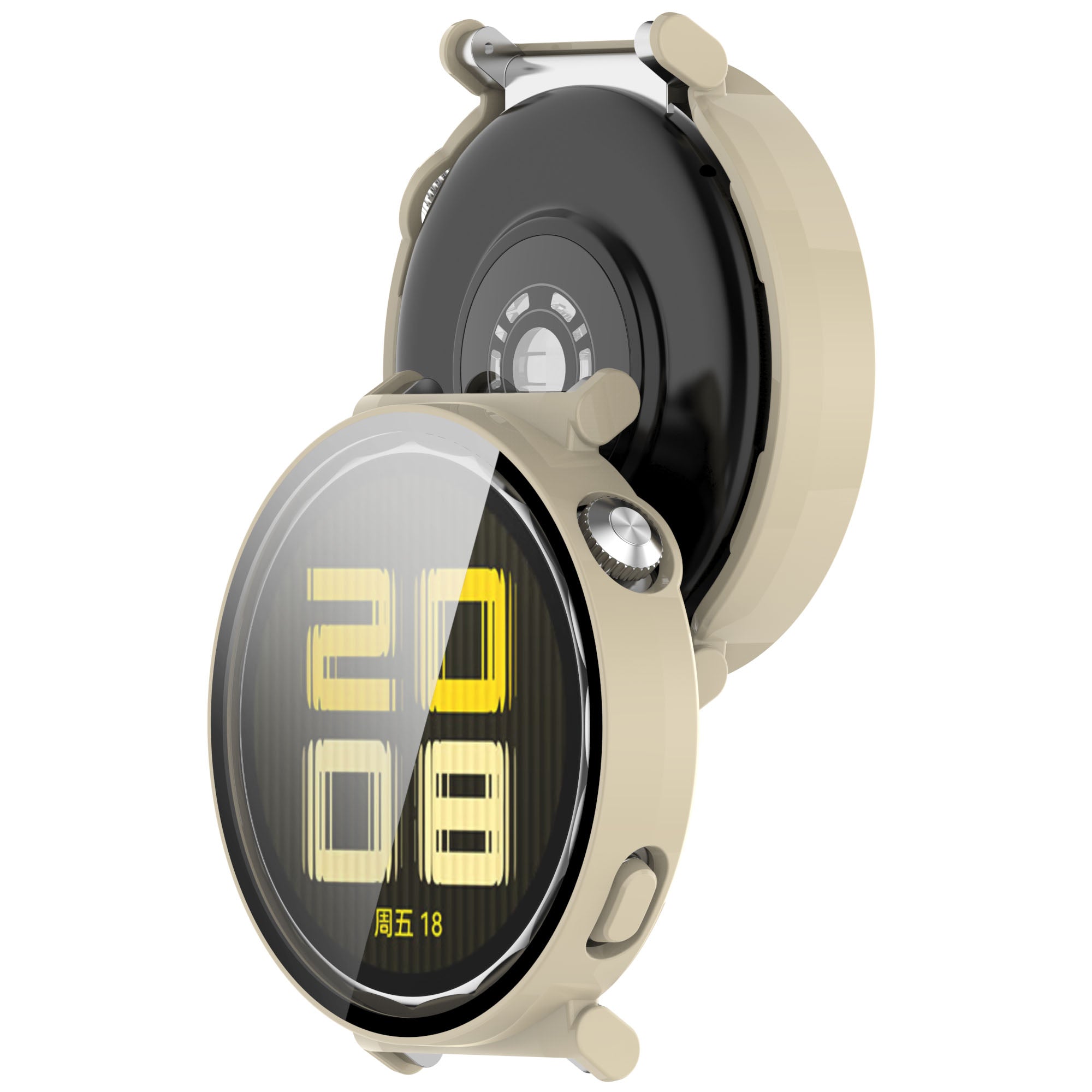 Schutzhülle mit Glas für Huawei Watch GT 5 41 mm, Bizon Case+Glass Watch, Beige