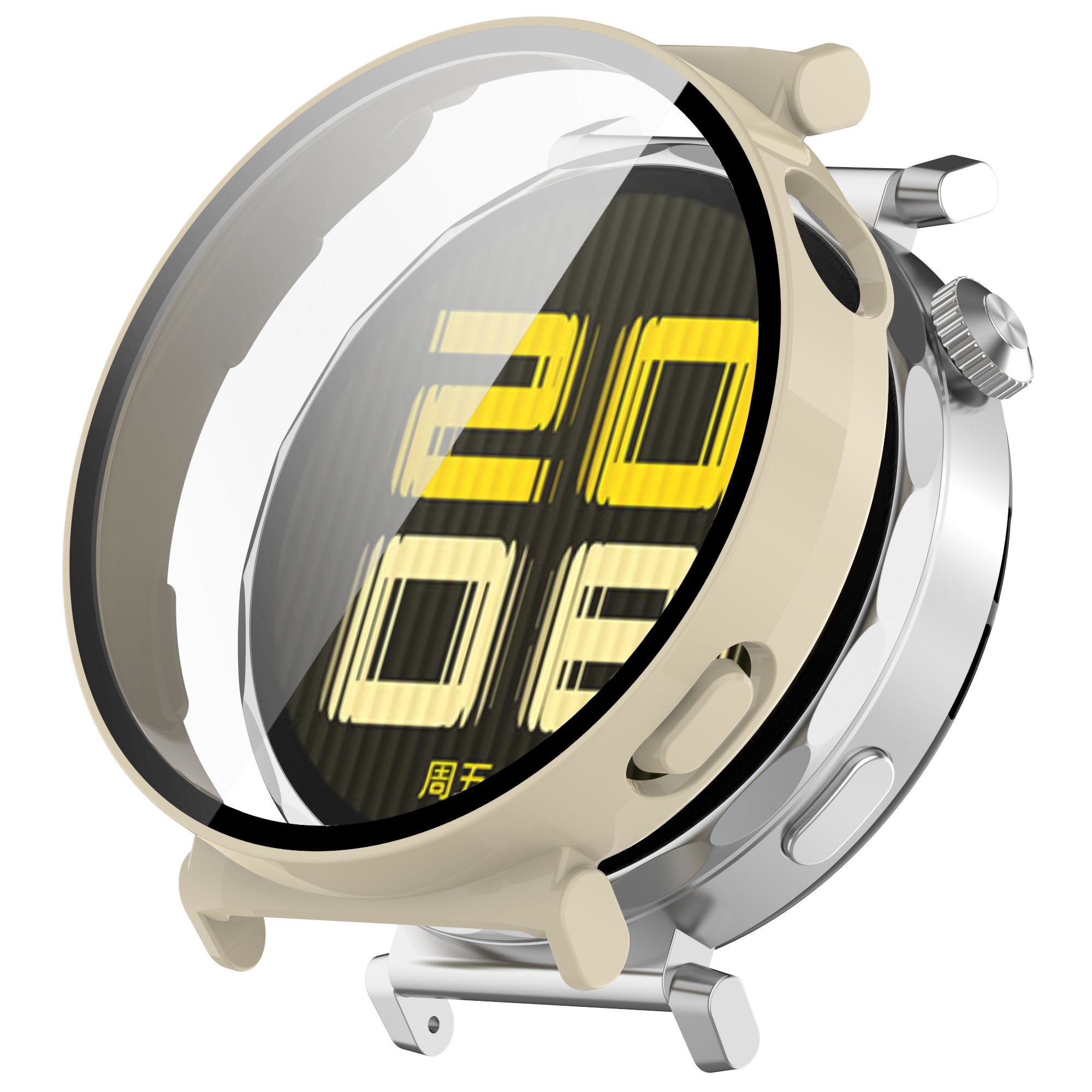 Schutzhülle mit Glas für Huawei Watch GT 5 41 mm, Bizon Case+Glass Watch, Beige