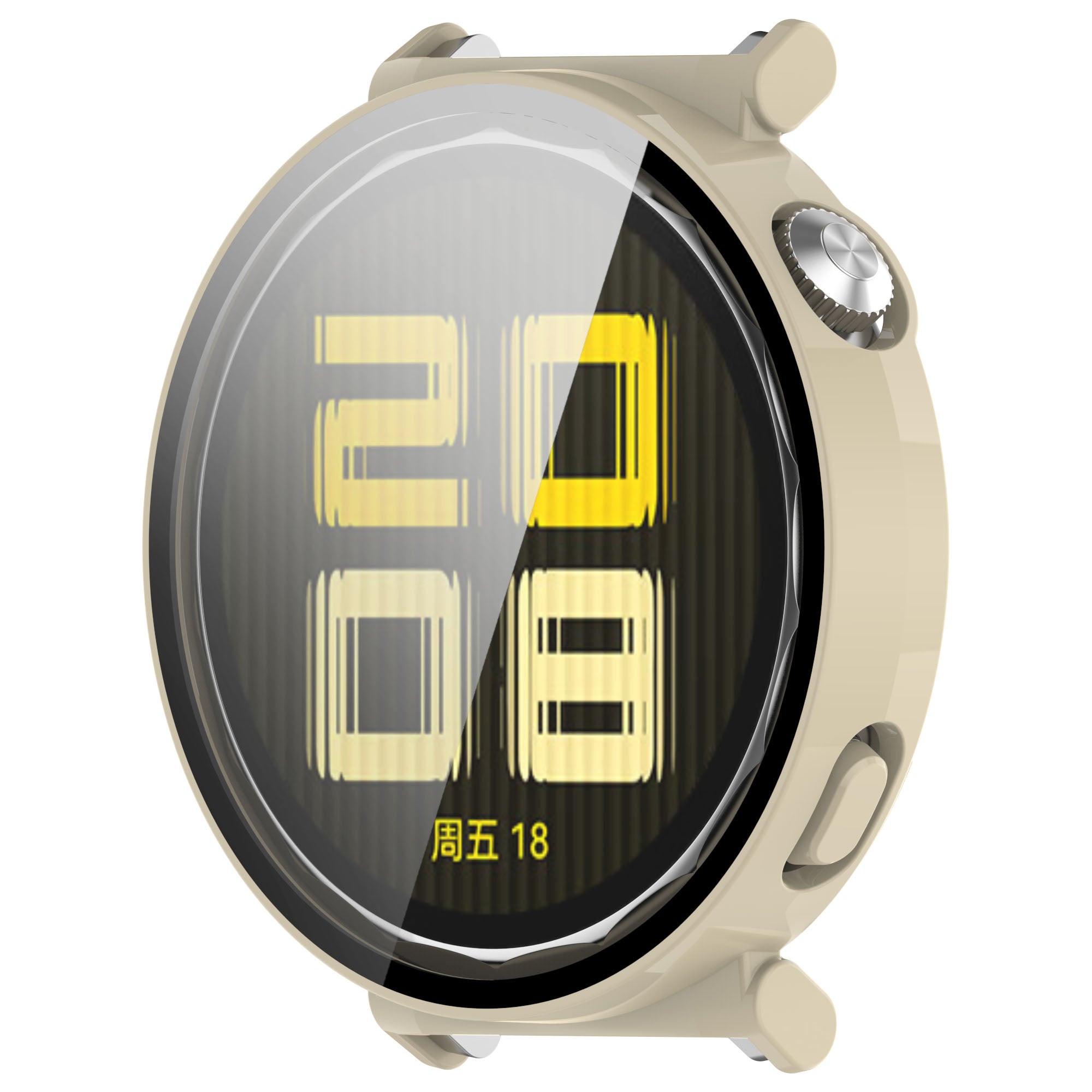 Schutzhülle mit Glas für Huawei Watch GT 5 41 mm, Bizon Case+Glass Watch, Beige