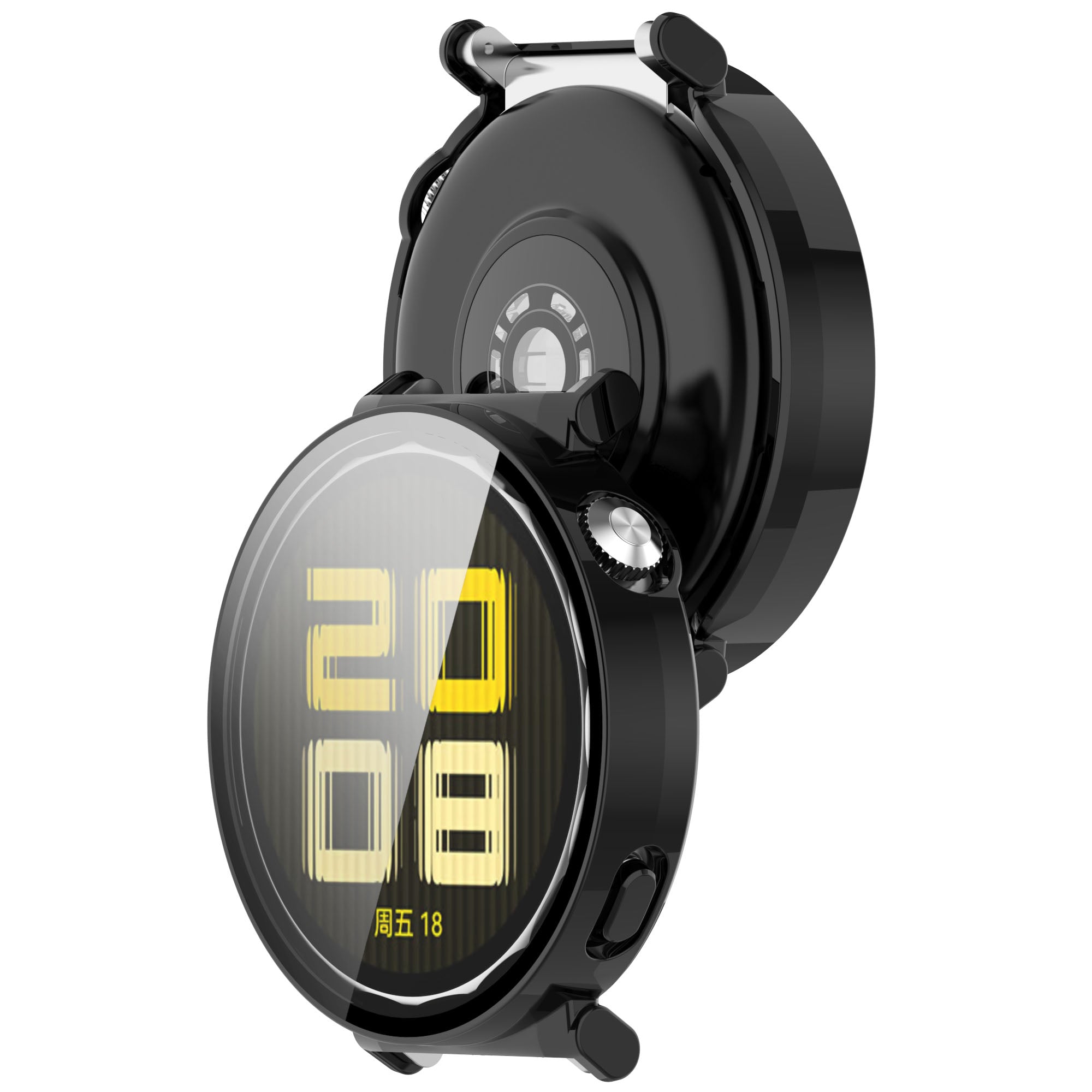 Schutzhülle mit Glas für Huawei Watch GT 5 41 mm, Bizon Case+Glass Watch, Schwarz