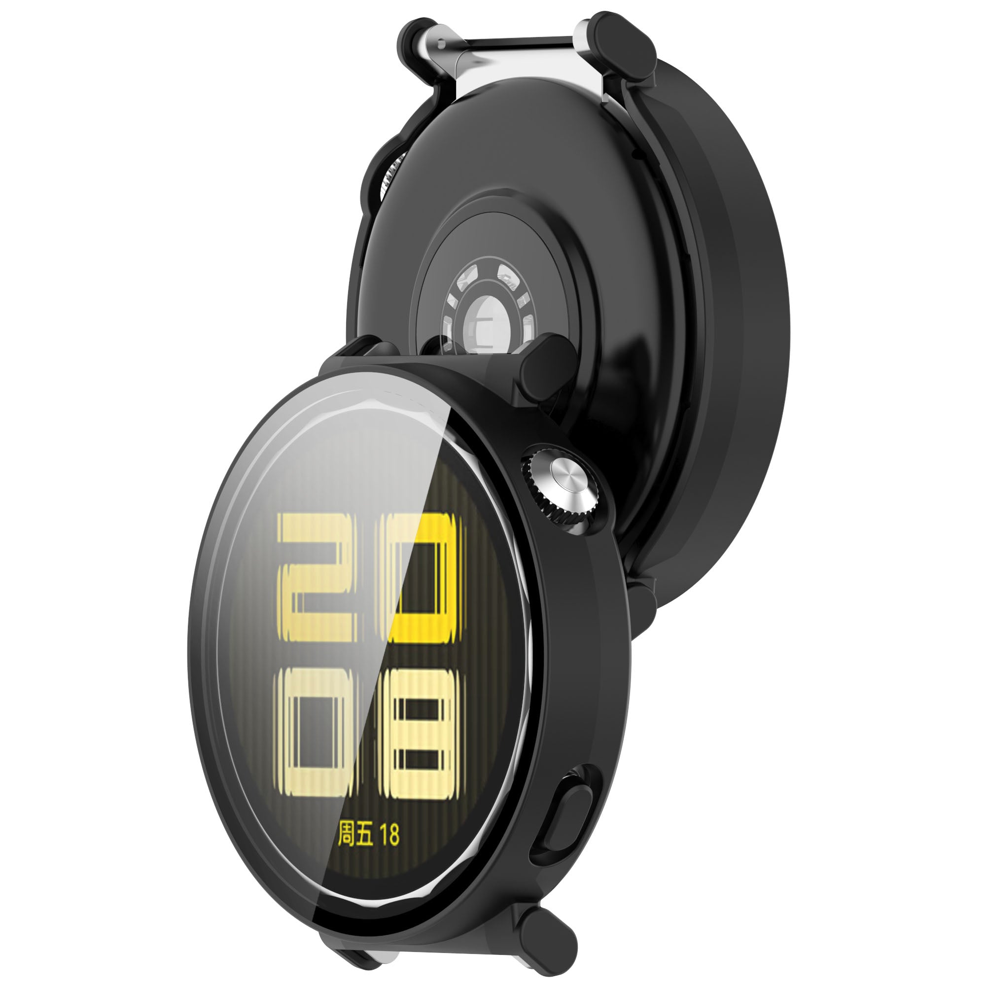 Schutzhülle mit Glas für Huawei Watch GT 5 41 mm, Bizon Case+Glass Watch, mattes Schwarz