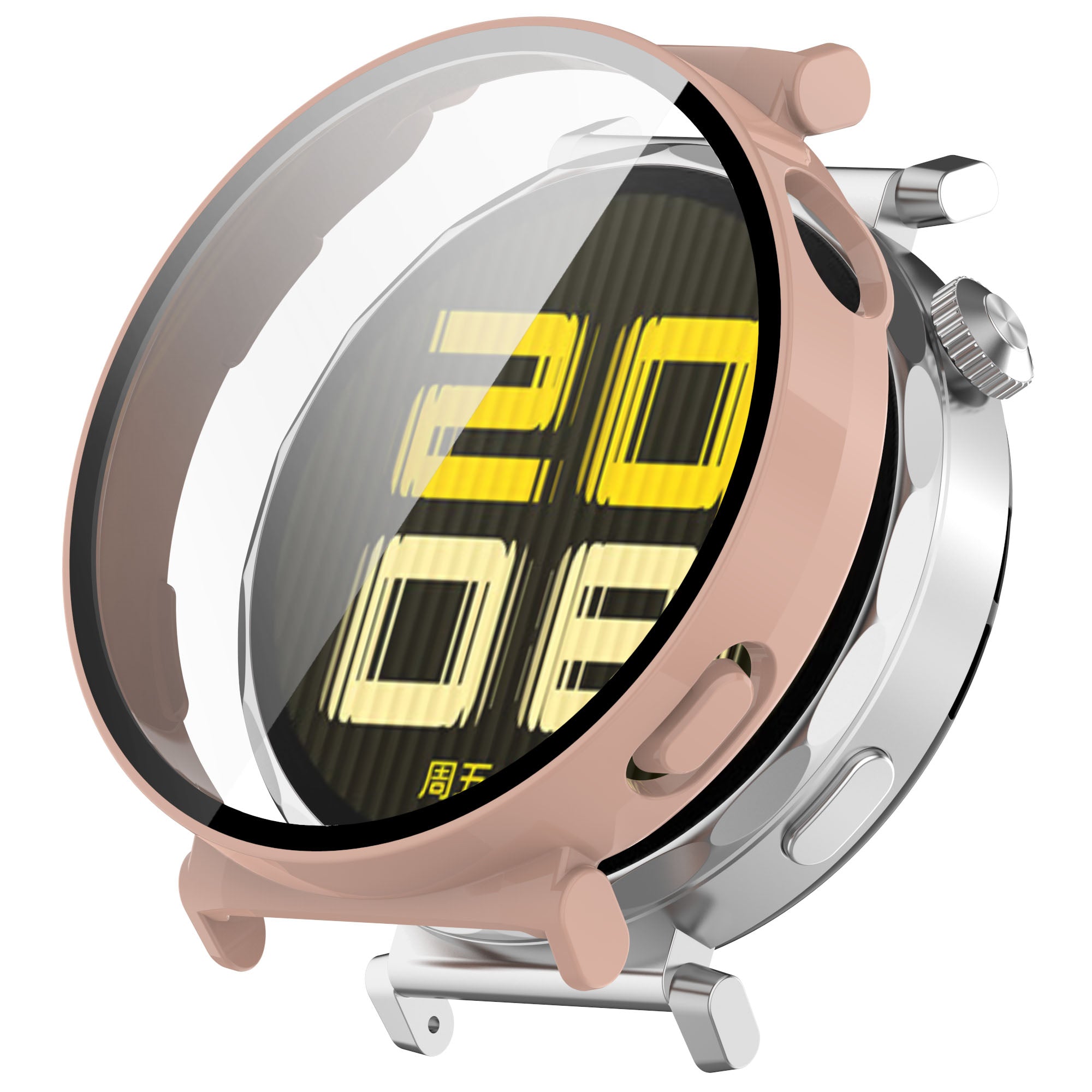 Schutzhülle mit Glas für Huawei Watch GT 5 41 mm, Bizon Case+Glass Watch, Rosa