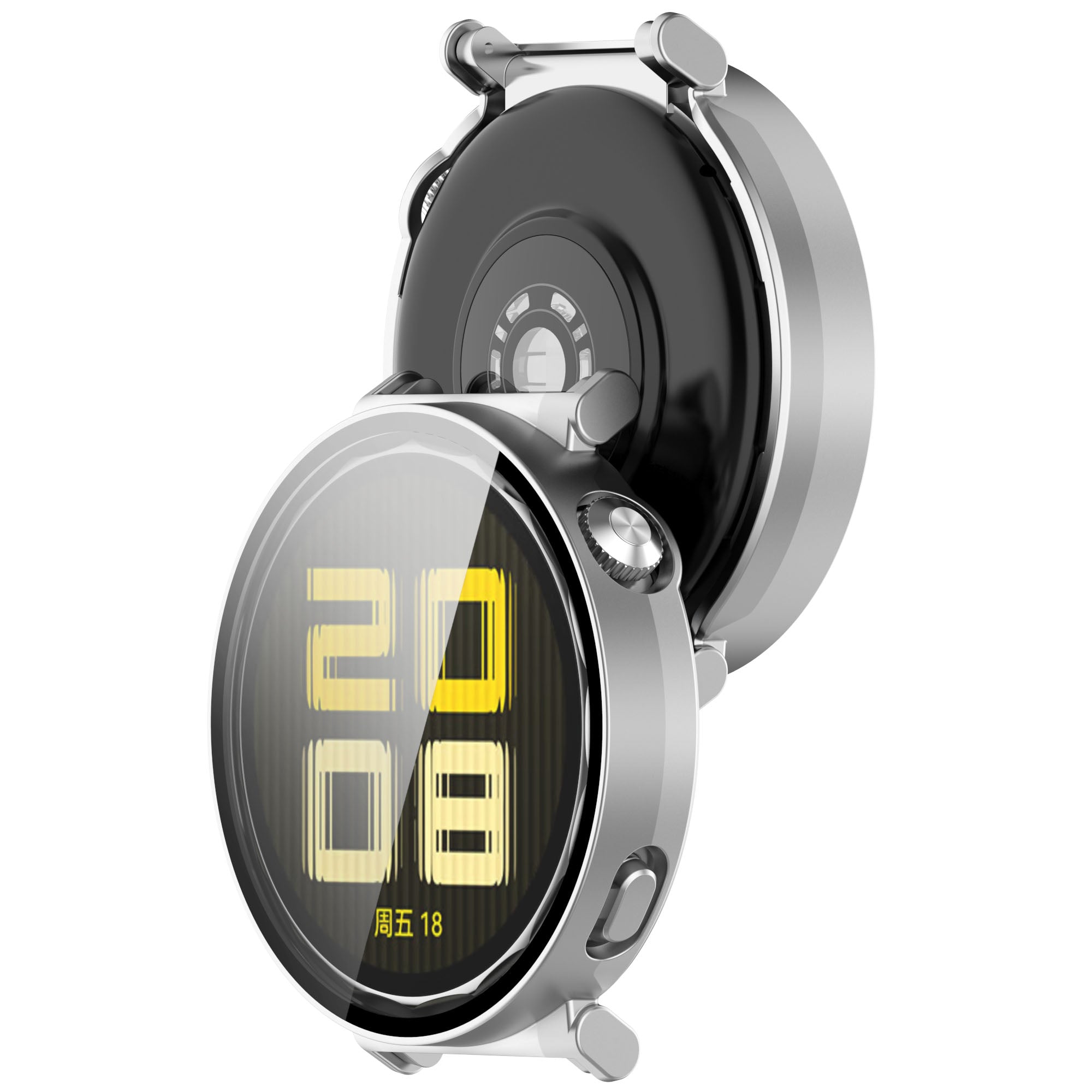 Schutzhülle mit Glas für Huawei Watch GT 5 41 mm, Bizon Case+Glass Watch, satiniertes Silbern