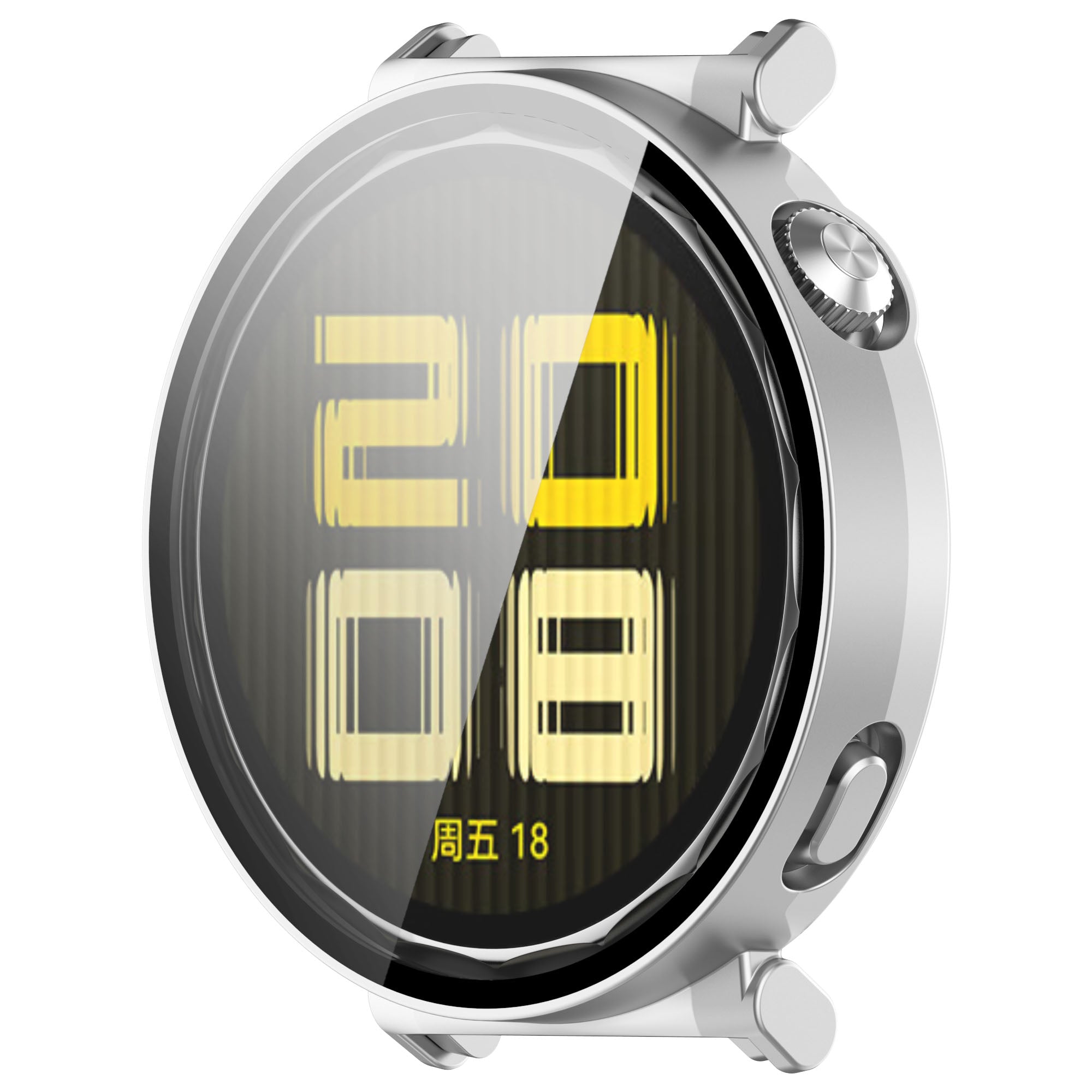 Schutzhülle mit Glas für Huawei Watch GT 5 41 mm, Bizon Case+Glass Watch, satiniertes Silbern