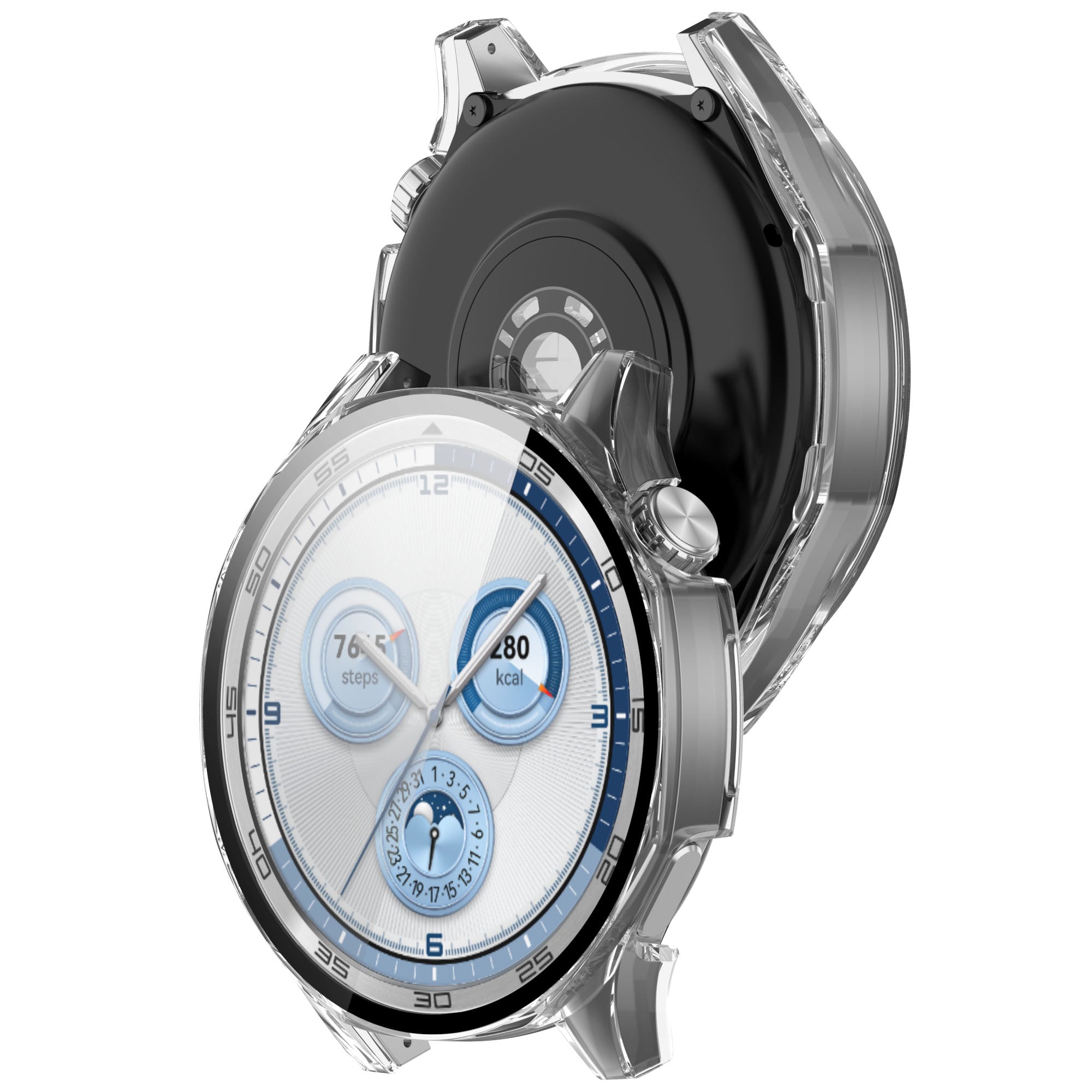 Schutzhülle mit Glas für Huawei Watch GT 5 46 mm, Bizon Case+Glass Watch, Transparent
