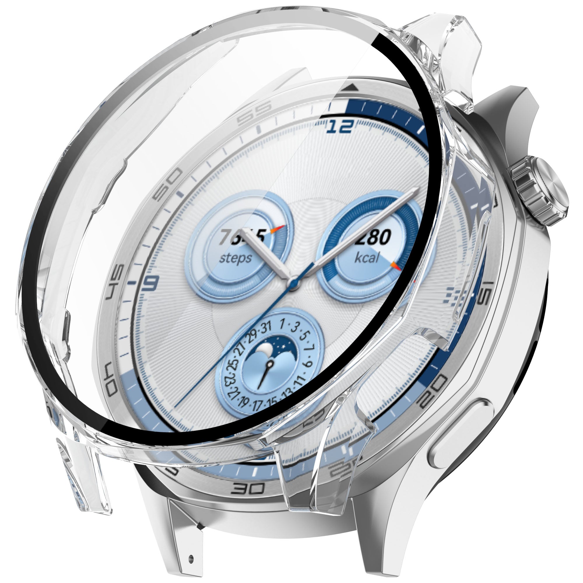 Schutzhülle mit Glas für Huawei Watch GT 5 46 mm, Bizon Case+Glass Watch, Transparent