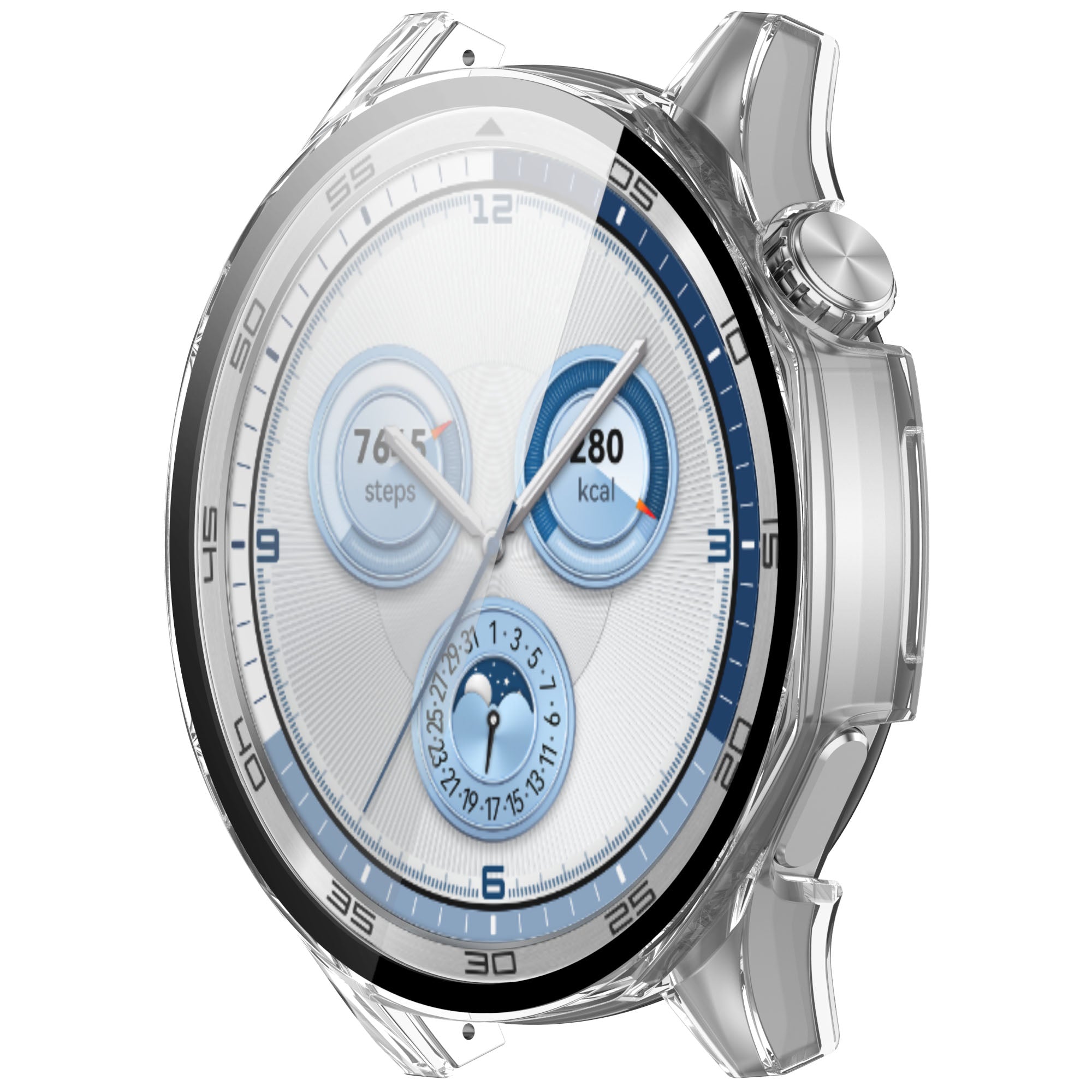 Schutzhülle mit Glas für Huawei Watch GT 5 46 mm, Bizon Case+Glass Watch, Transparent