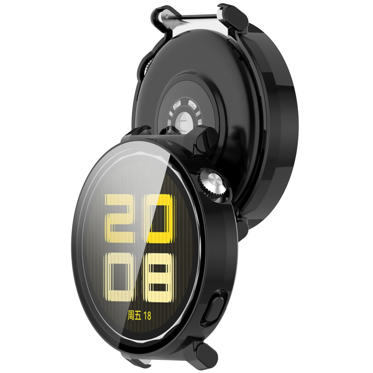 Schutzhülle mit Glas für Huawei Watch GT 5 Pro 42 mm, Bizon Case+Glass Watch, Schwarz