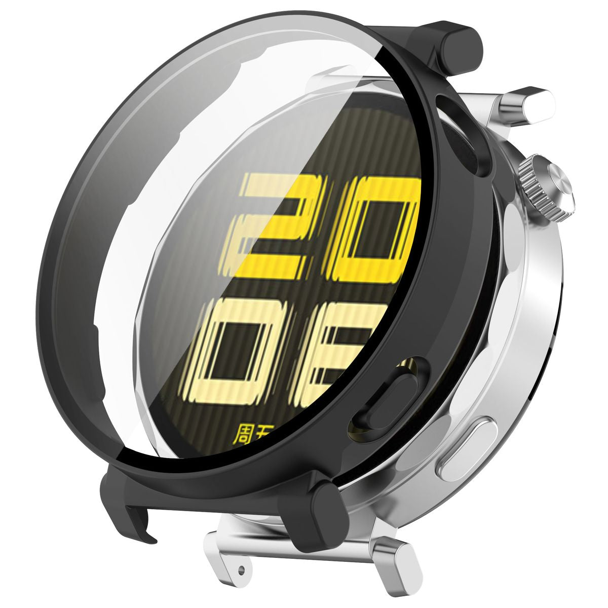 Schutzhülle mit Glas für Huawei Watch GT 5 Pro 42 mm, Bizon Case+Glass Watch, Mattes Schwarz
