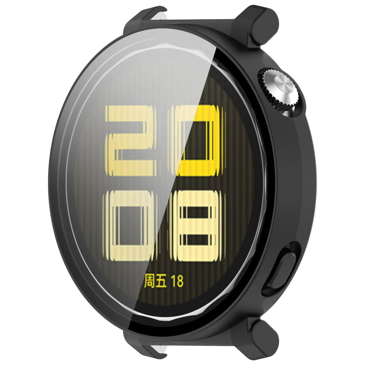 Schutzhülle mit Glas für Huawei Watch GT 5 Pro 42 mm, Bizon Case+Glass Watch, Mattes Schwarz