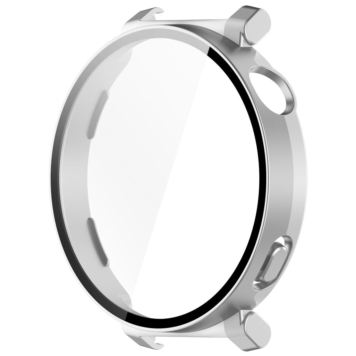 Schutzhülle mit Glas für Huawei Watch GT 5 Pro 42 mm, Bizon Case+Glass Watch, Satiniert Silbern