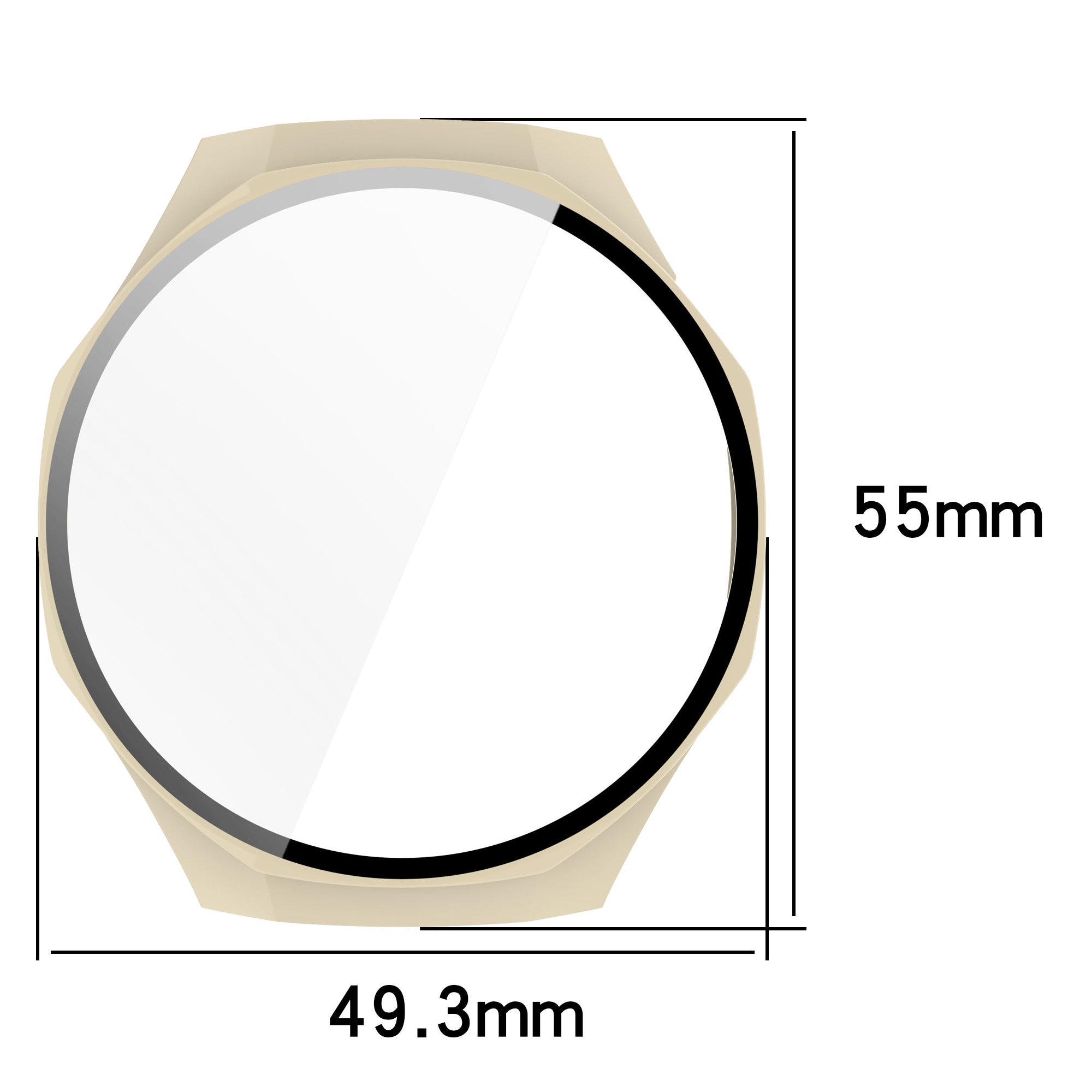 Schutzhülle mit Glas für Huawei Watch GT 5 Pro 46 mm, Bizon Case+Glass Watch, Beige