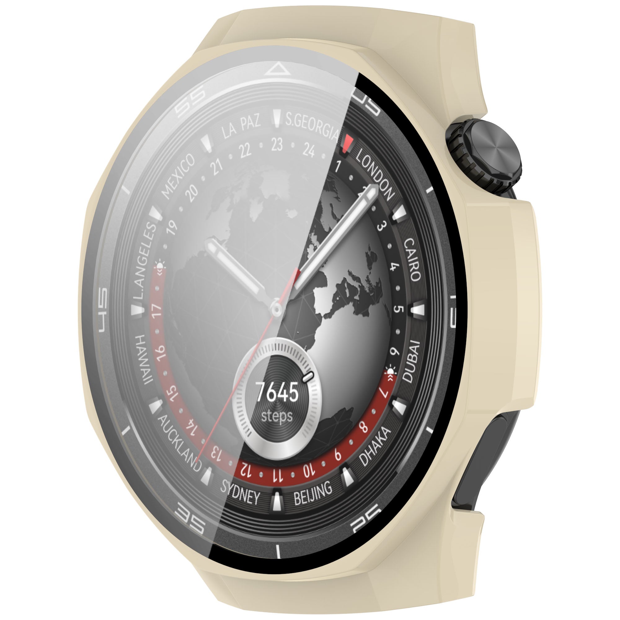 Schutzhülle mit Glas für Huawei Watch GT 5 Pro 46 mm, Bizon Case+Glass Watch, Beige