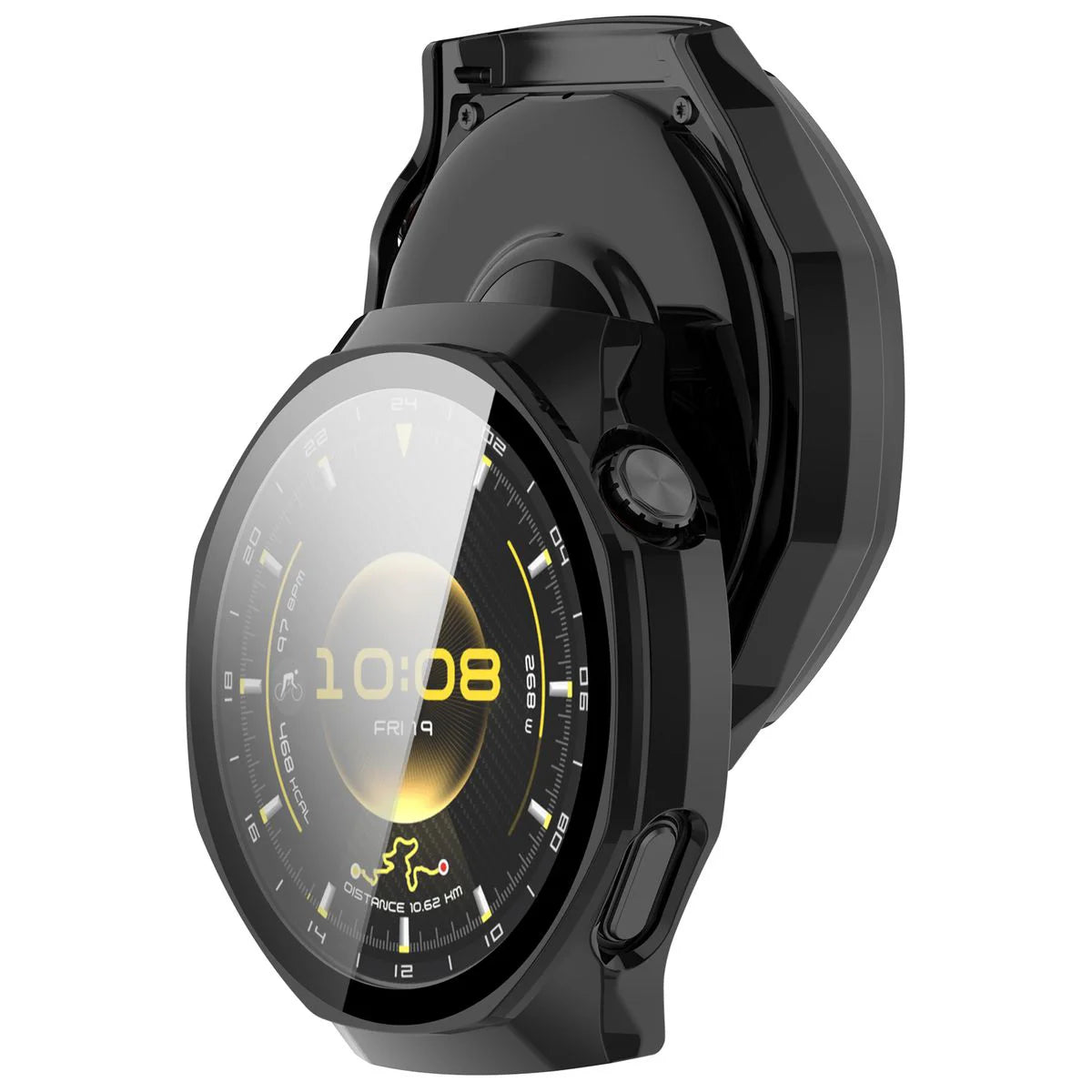 Schutzhülle mit Glas für Huawei Watch GT 7 Pro 46 mm, Bizon Case Watch Adamo, Schwarz (1/8)