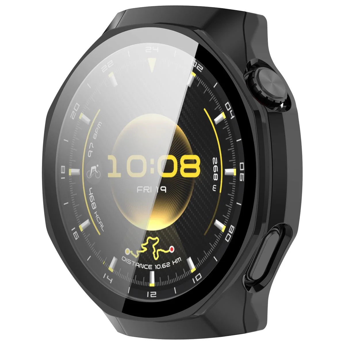 Schutzhülle mit Glas für Huawei Watch GT 7 Pro 46 mm, Bizon Case Watch Adamo, Schwarz (5/8)