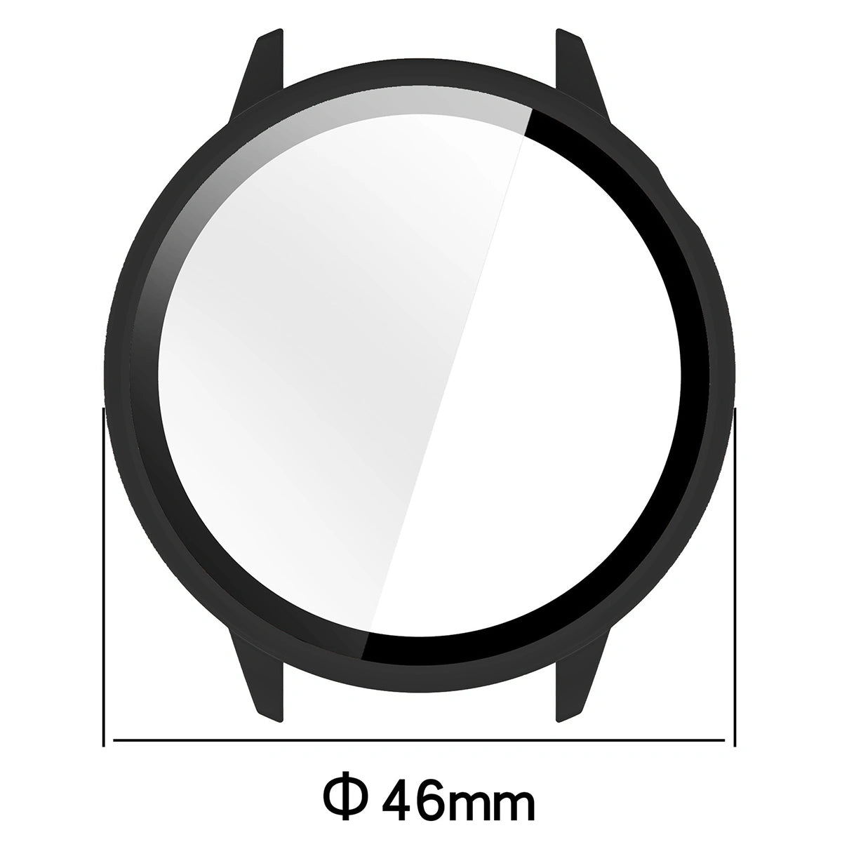 Schutzhülle mit Glas für OnePlus Watch 3 43 mm, Bizon Case+Glass Watch, Schwarz