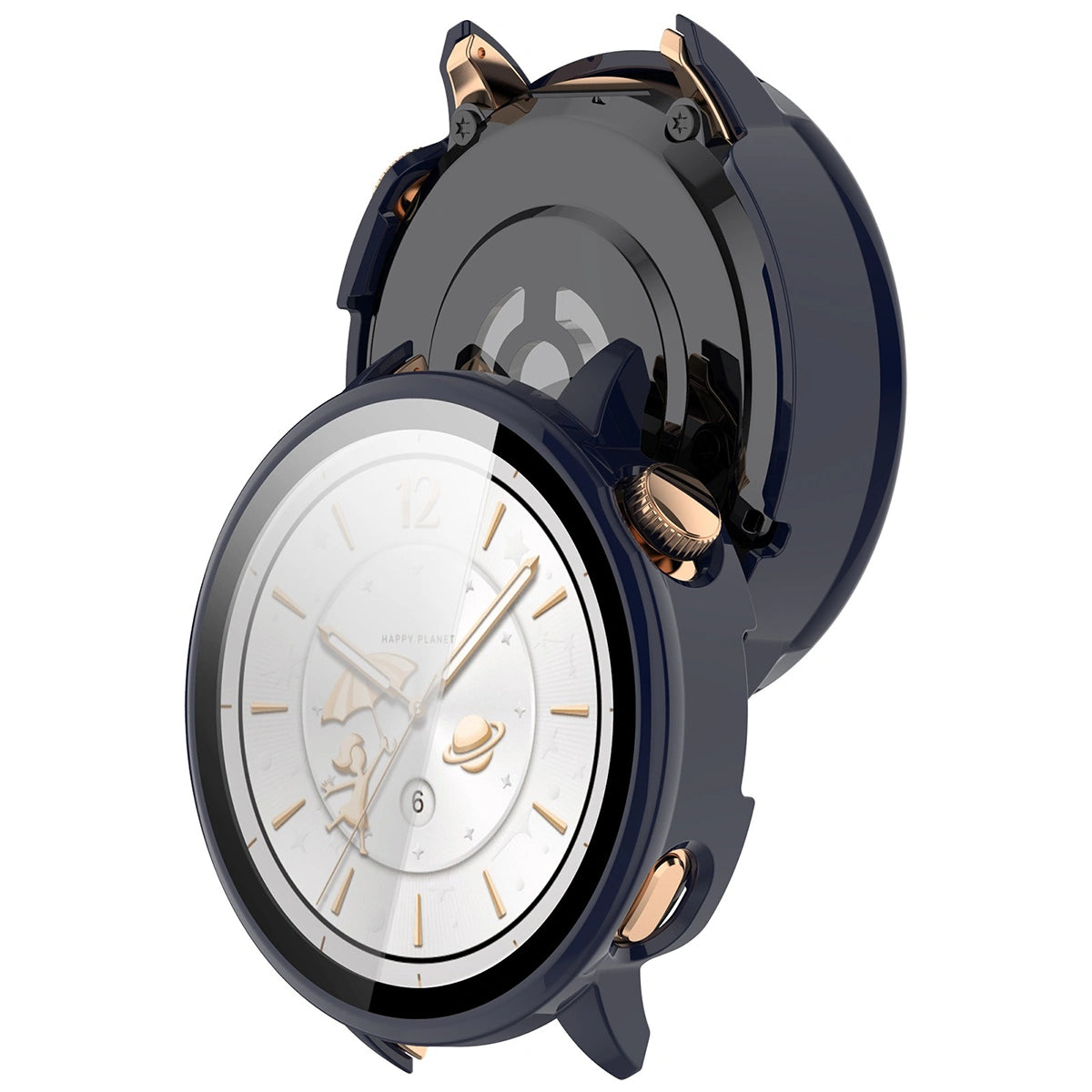 Schutzhülle mit Glas für OnePlus Watch 3 43 mm, Bizon Case+Glass Watch, Blau