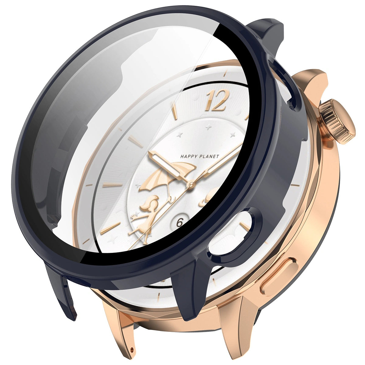 Schutzhülle mit Glas für OnePlus Watch 3 43 mm, Bizon Case+Glass Watch, Blau