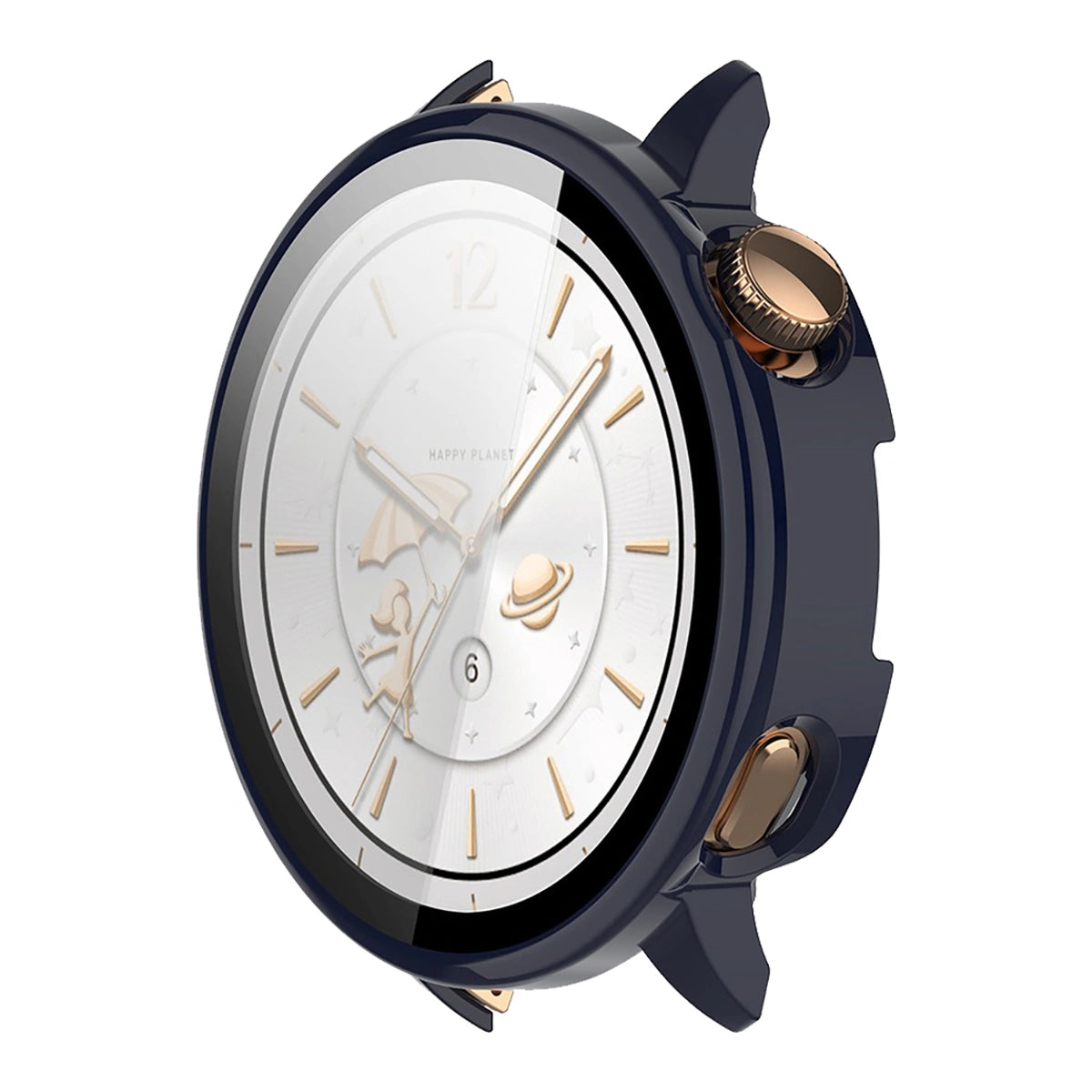 Schutzhülle mit Glas für OnePlus Watch 3 43 mm, Bizon Case+Glass Watch, Blau