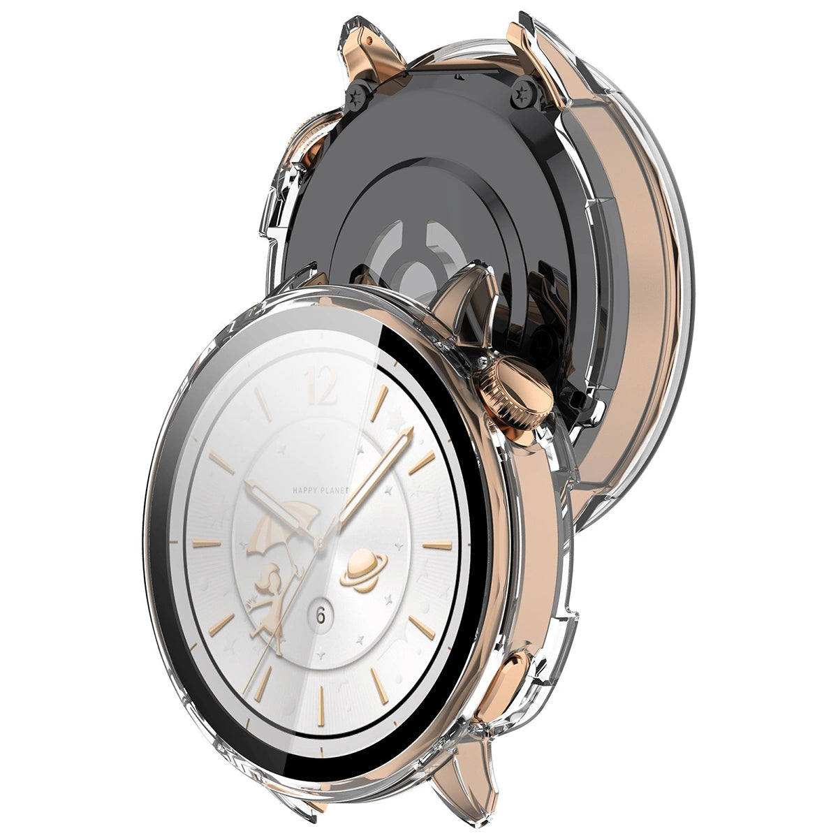 Schutzhülle mit Glas für OnePlus Watch 3 43 mm, Bizon Case+Glass Watch, Transparent