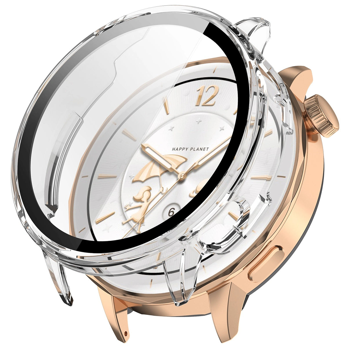 Schutzhülle mit Glas für OnePlus Watch 3 43 mm, Bizon Case+Glass Watch, Transparent
