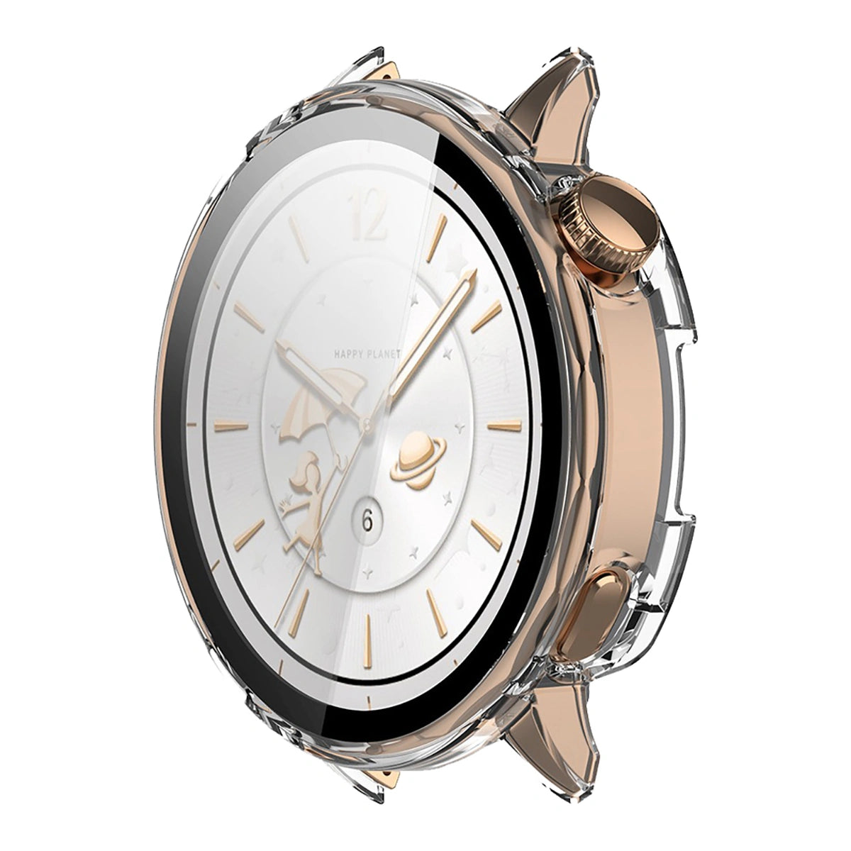 Schutzhülle mit Glas für OnePlus Watch 3 43 mm, Bizon Case+Glass Watch, Transparent