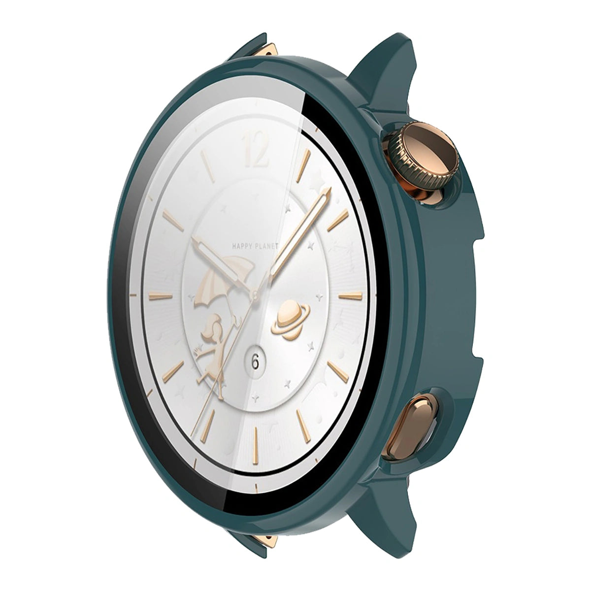 Schutzhülle mit Glas für OnePlus Watch 3 43 mm, Bizon Case+Glass Watch, Grün