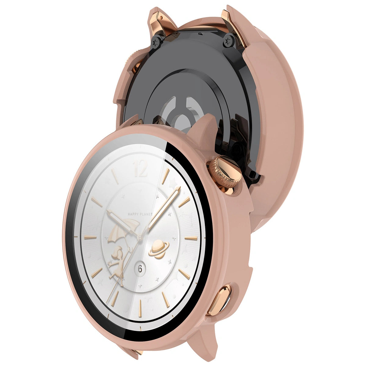 Schutzhülle mit Glas für OnePlus Watch 3 43 mm, Bizon Case+Glass Watch, Rosa