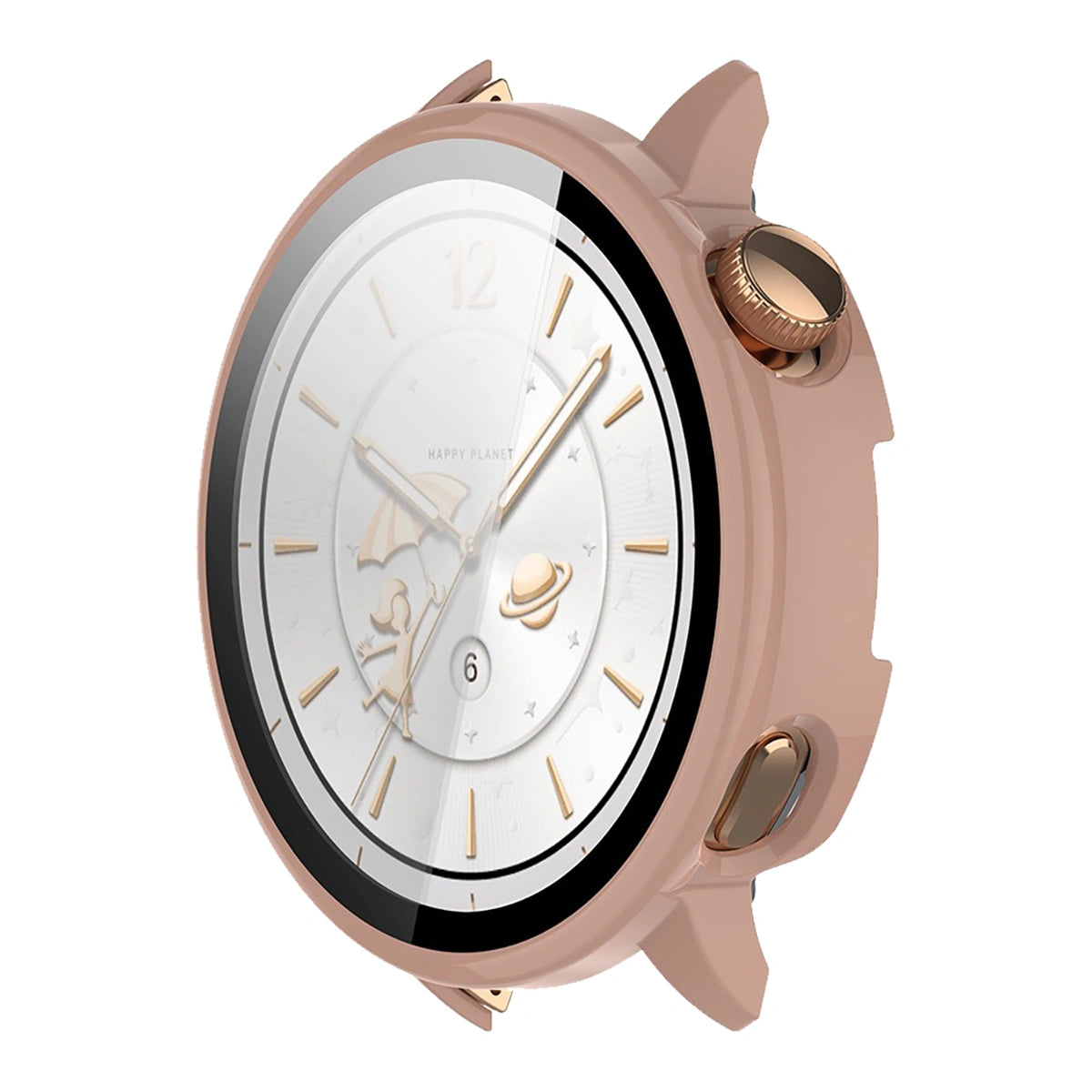 Schutzhülle mit Glas für OnePlus Watch 3 43 mm, Bizon Case+Glass Watch, Rosa