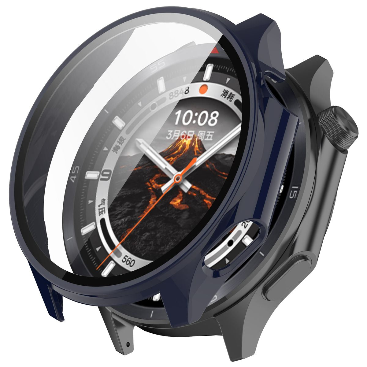 Schutzhülle mit Glas für OnePlus Watch 3 / Oppo Watch X2, Bizon Case Watch Adamo, Blau