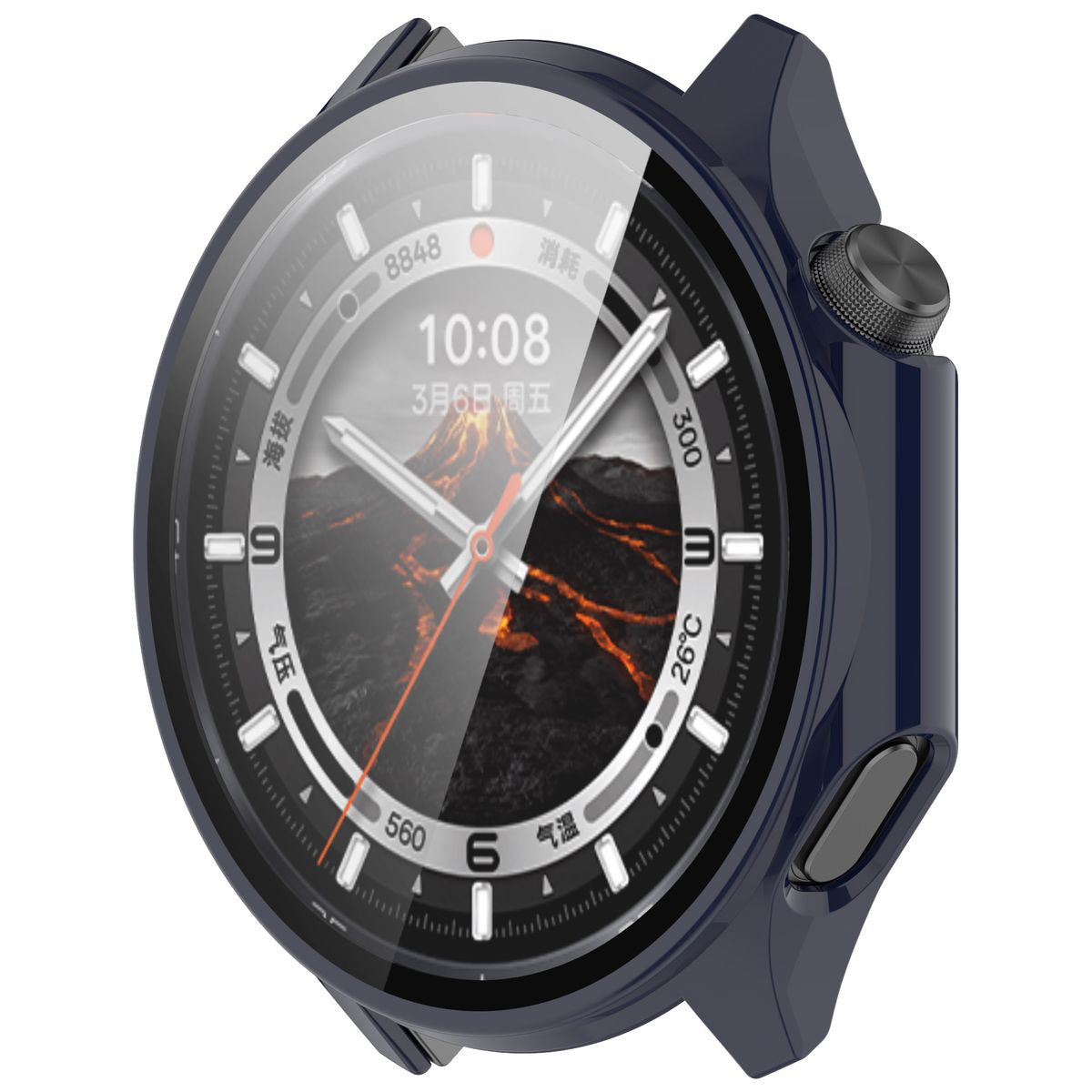 Schutzhülle mit Glas für OnePlus Watch 3 / Oppo Watch X2, Bizon Case Watch Adamo, Blau