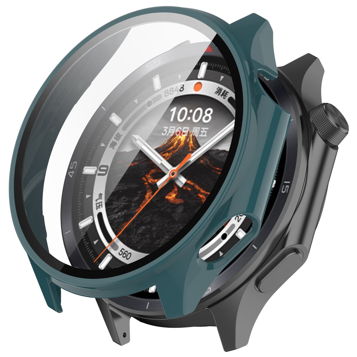 Schutzhülle mit Glas für OnePlus Watch 3 / Oppo Watch X2, Bizon Case Watch Adamo, Grün