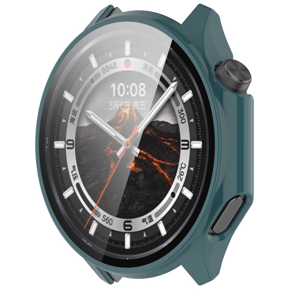 Schutzhülle mit Glas für OnePlus Watch 3 / Oppo Watch X2, Bizon Case Watch Adamo, Grün