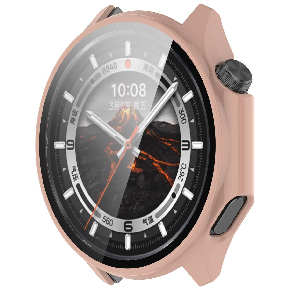 Schutzhülle mit Glas für OnePlus Watch 3 / Oppo Watch X2, Bizon Case Watch Adamo, Rosa