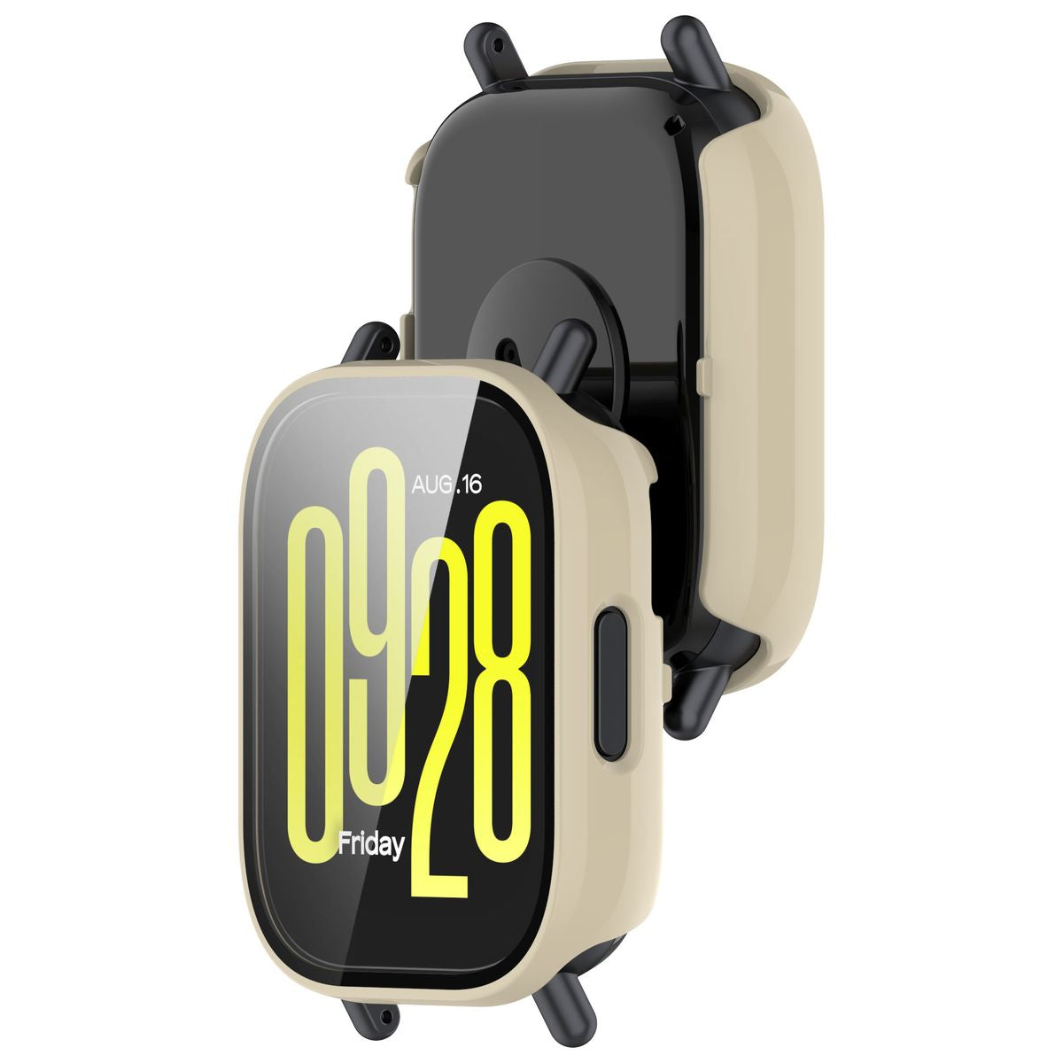 Schutzhülle mit Glas für Xiaomi Redmi Watch 5 Active, Bizon Case+Glass Watch, Beige