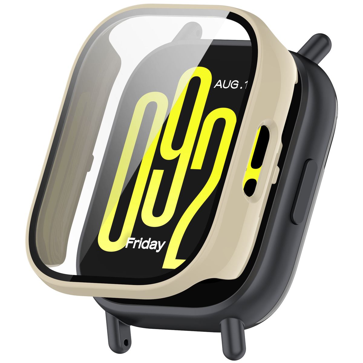 Schutzhülle mit Glas für Xiaomi Redmi Watch 5 Active, Bizon Case+Glass Watch, Beige
